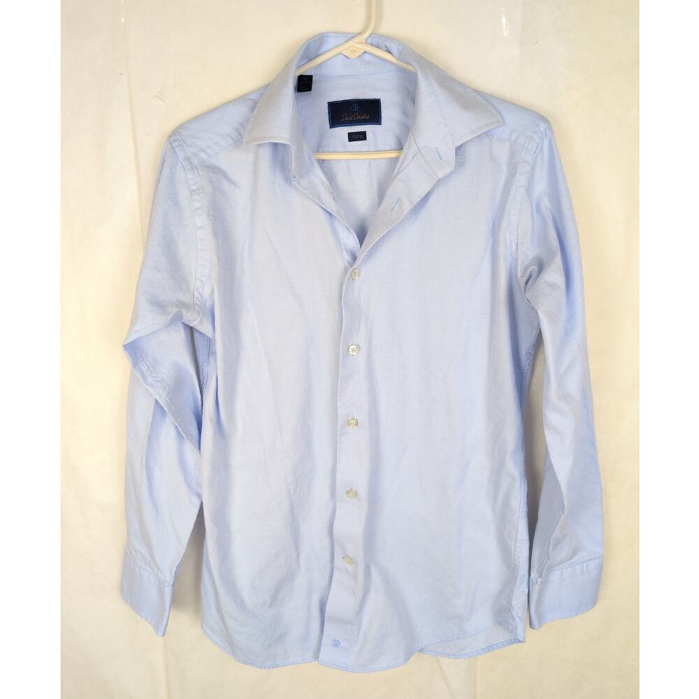David Donahue slim blue button up dress shirt Size 15 Preppy Career Office